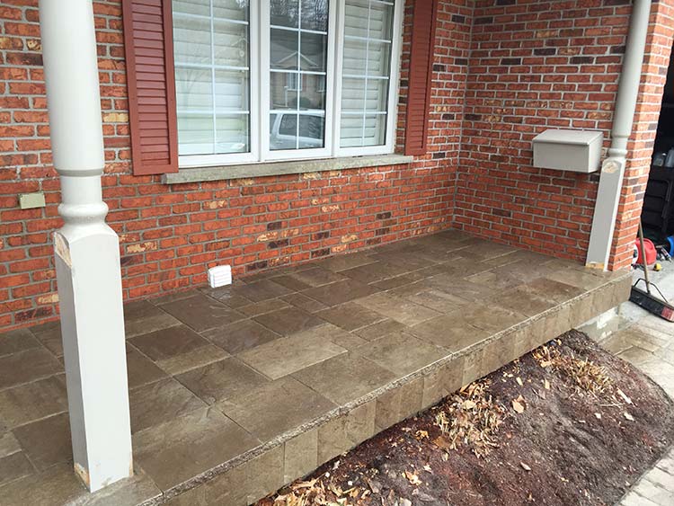 Front patio stone installation