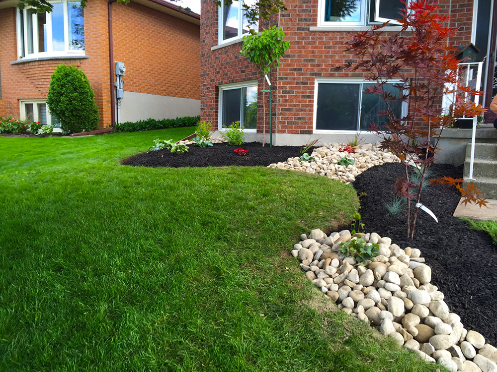 Designed flowerbed and planting in a Kitchener front yard